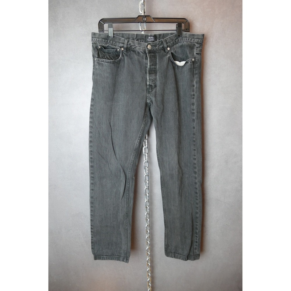 APC‎ Petit Standard Black Denim Jeans Mens SIZE 34 Button Fly Straight Leg
